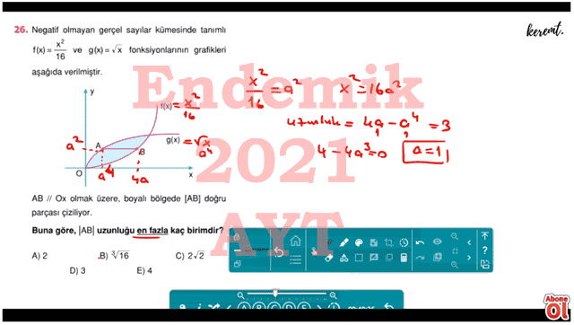 2021 basım Endemik AYT matematik deneme çözümleri