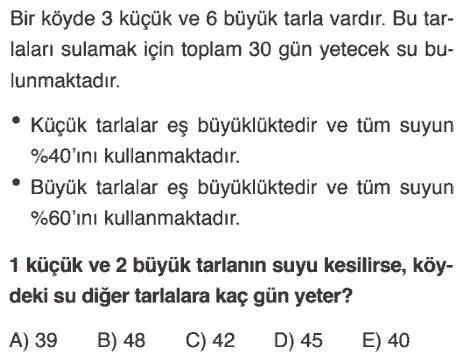 ÖSYM tarzı problemler, yeni nesil problem sorusu, Destek Eğitim ve Yayınları
