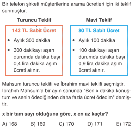 Acil matematik TYT soru bankası, Yeni nesil problemler