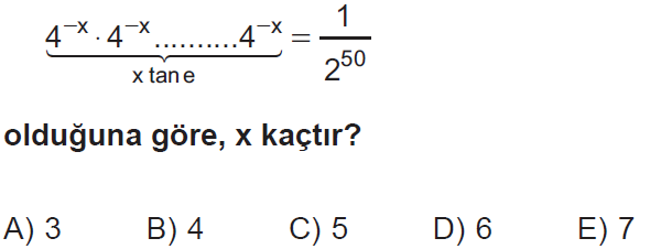 Üslü denklemler testi, soru 4